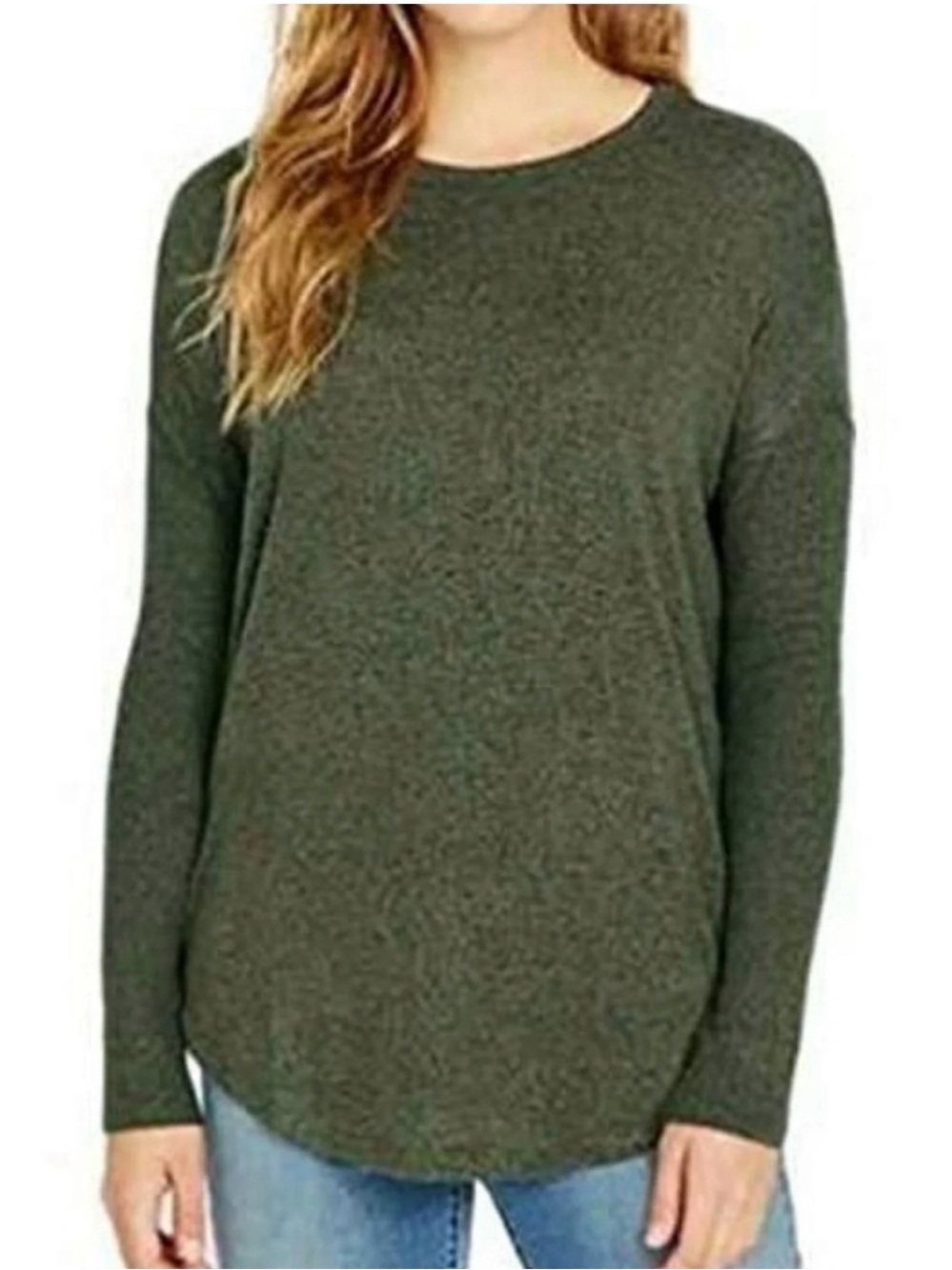 Buffalo David Bitton Cozy Olive Green Long Sleeve Tunic Top